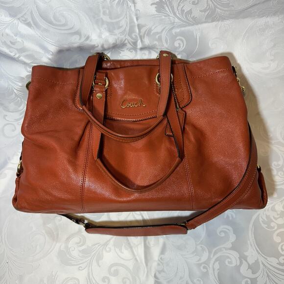 Coach Handbags - Coach Ashley Carryal Leather Satchel Bag Burnt Orange Shoulder Tote Purse